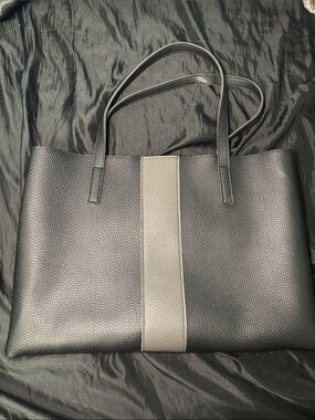 Vince Camuto Black Pebbled Leather Shoulder Tote Bag